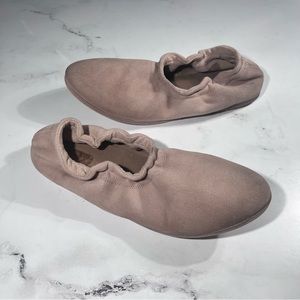 Marsell Elastic Suede Upper Slip On Light Pink Ballerina Flats